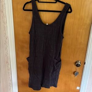 Dark Sleeveless Romper with Pockets